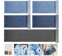 KLYNGTSK 5 Rolls Jeans Denim Patch Repair Kit with Sewing Kit - Denim Cotton Patches Blue Denim Patches for Jeans Patch Cloth Hole Repair Inside Jacket DIY Decoration, 8*51cm/Roll
