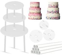 KLYNGTSK Cake Dowel Rods Set Cake Tier Supports 18pcs Plastic Cake Support Rods And 3pcs Cake Tier Separator 4/6/8inch 3 Tier Cake Stand Supports Cake Dowels for Tiered Cakes Construction and Stacking