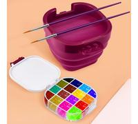 KLYNGTSK Paint Palette Box with Foldable Paint Brush Washer Portable Multifunctional travel paint palette box 16Wells Airtight Paint Saver with Lid for Acrylic Gouache Paint Watercolor Oil Paint,Red