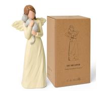 Klyno Cat Memorial Gift for Loss of Sympathy Gift, Angels with Grey Cat Figures, Angel Statue for Lovers in Memory of Death (Grey Cat)