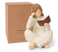 Klyno Reading Book Thinker Figurine Gift for Women Librarian Readers Study Graduates Students Teachers, Girl Reading Statue for Book Shelf Library Office Desk Bookshelf Decor