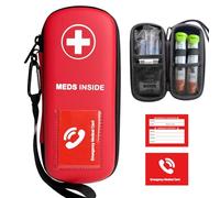 klyrith EpiPen Carrying Case, Hard Shell EVA Shockproof Emergency Bag, Portable Travel Medicine Organiser Bag for 2 EpiPens, Asthma Inhaler, Antihistamine, Auvi-Q, Allergy Medicine, red, 19,8 x 8,4 x