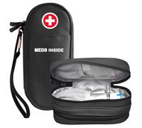 klyrith EpiPen Medical Bag, Double Layer Emergency Bag Insulated for Medication, Portable Carry Bag Organiser for 2 EpiPens, Antihistamine, and Other Allergy Medicines, black, Fashion