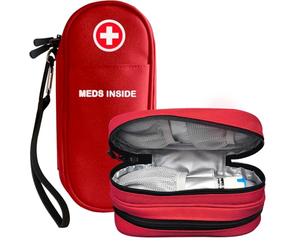 klyrith EpiPen Medical Bag, Double Layer Emergency Bag Insulated for Medication, Portable Carry Bag Organiser for 2 EpiPens, Antihistamine, and Other Allergy Medicines, red, 21 x 9 x 9.4 cm, Fashion