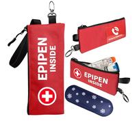 Klyrith EpiPen Medical Carry Case for 2 Pens, 1 Piece Insulated Small Emergency Bag with Ice Packs and Emergency Information Card, Medical Bag for EpiPens, Asthma Allergy Medication, Red