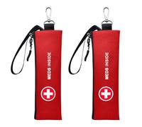 klyrith Pack of 2 EpiPen Medical Carry Bag, Insulated Small Emergency Bag, Medical Bag with YKK Zip and Carabiner, for 1 Epi Pen, Asthma Allergy Medication, Easy to Detect, Red, red, Fashion
