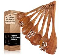 KLYRO Teak Kitchen Utensils Set - 7 Piece Premium Cooking Utensils Durable, Non-Stick Safe, Heat-Resistant Kitchen Essentials for New Home