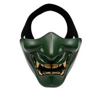 KLYso Demon Monster Kabuki Samurai Prajna Ghost Half Mask, Halloween, Airsoft Half Mask For Cs War Game (Color : Green)