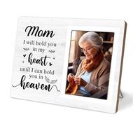 KLYTINK Memorial Picture Frame, Sympathy Gifts for Loss of Mom, in My Heart, in Loving Memory Wooden Photo Frame, Bereavement Remembrance Funeral Passed AWay Condolence Gifts (White-Mom, 4 x 6 Photo)