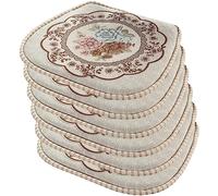 KLZUOPT Dining Chair Pad Dining Chair Cushion,1/2/4/6 Pack Chair Pad with Ties Non-Slip Kitchen Seat Cushion Washable Cover (Champagne Gold-A1, Pack of 6)