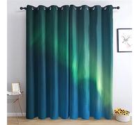 KLZUOPT Exquisite Blackout Curtains Northern Lights, 2 Panels, Black, 52" x 84" W x L, Contemporary Pattern, Grommet Top, Bedroom & Living Room