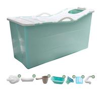KLZUOPT Full-Body Folding Bath Barrel Adult Bathtub Household Shower Bucket Large Thickened Tub Simple Freestanding Easy Drain Non-slip Family Portable Soaking (Color : Blue, Size : Cover 100cm)