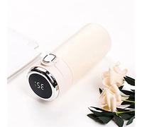 KLZUOPT Insulated Flask Sports Water Bottle,Stainless Steel Vacuum Flask Portable Travel Thermos Bottles Small Coffee Cups Temperature Display Leakproof Water Bottle (320ml,Beige)