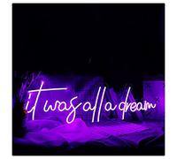 KLZUOPT LED Neon Light Sign It Was All A Dream Neon Signs, Visual Art Wall Decor for Bedroom, Home, Bar, Office, Hotel, Restaurant, Cafe, LED Neon Sign for Wedding, Birthday, Party, Gifts,Purple