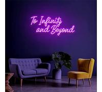 KLZUOPT LED Neon Light Sign to Infinity and Beyond Neon Signs, Bedroom Office Decor LED Neon Lights, Window Wall Hanging Night Lights Luminous Signboard, 49X20cm,Purple
