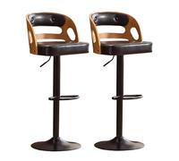 KLZUOPT Luxury Barstool 360° Swivel Counter Height Barstools Adjustable Height, PU Leather Upholstered Bar Chair with Backrest and Footrest for Kitchen, Dining Room, Set of 1/2/3/4(Black,2PCS)