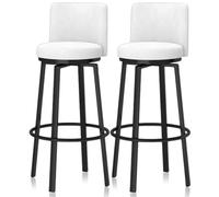 KLZUOPT Luxury Barstool Bar Stools Set of 1/2/3/4, Modern Counter Height Barstools 25.6'' H Swivel Upholstered Kitchen Chair with Curved Back and Metal Frame for Home Island, Cafe Pub(White,2 PCS)