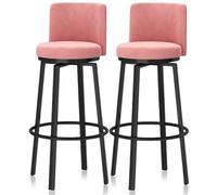 KLZUOPT Luxury Barstool Bar Stools Set of 1/2/3/4, Modern Counter Height Barstools 25.6'' H Swivel Upholstered Kitchen Chair with Curved Back and Metal Frame for Home Island, Cafe Pub(Pink,2 PCS)