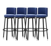 KLZUOPT Luxury Barstool Bar Stools Set of 1/2/3/4, Modern Counter Height Barstools 25.6'' H Swivel Upholstered Kitchen Chair with Curved Back and Metal Frame for Home Island, Cafe Pub(Blue,4 PCS)