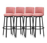 KLZUOPT Luxury Barstool Bar Stools Set of 1/2/3/4, Modern Counter Height Barstools 25.6'' H Swivel Upholstered Kitchen Chair with Curved Back and Metal Frame for Home Island, Cafe Pub(Pink,4 PCS)