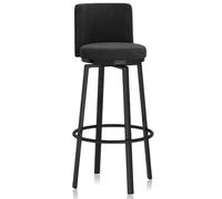 KLZUOPT Luxury Barstool Bar Stools Set of 1/2/3/4, Modern Counter Height Barstools 25.6'' H Swivel Upholstered Kitchen Chair with Curved Back and Metal Frame for Home Island, Cafe Pub(Black,1 PCS)