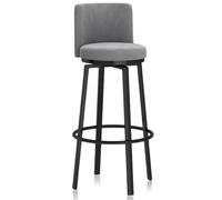 KLZUOPT Luxury Barstool Bar Stools Set of 1/2/3/4, Modern Counter Height Barstools 25.6'' H Swivel Upholstered Kitchen Chair with Curved Back and Metal Frame for Home Island, Cafe Pub(Grey,1 PCS)