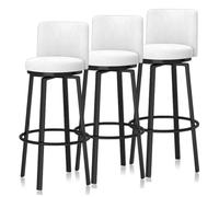 KLZUOPT Luxury Barstool Bar Stools Set of 1/2/3/4, Modern Counter Height Barstools 25.6'' H Swivel Upholstered Kitchen Chair with Curved Back and Metal Frame for Home Island, Cafe Pub(White,3PCS)