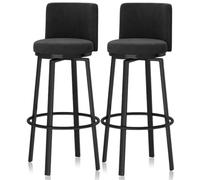 KLZUOPT Luxury Barstool Bar Stools Set of 1/2/3/4, Modern Counter Height Barstools 25.6'' H Swivel Upholstered Kitchen Chair with Curved Back and Metal Frame for Home Island, Cafe Pub(Black,2 PCS)