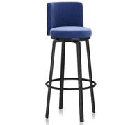 KLZUOPT Luxury Barstool Bar Stools Set of 1/2/3/4, Modern Counter Height Barstools 25.6'' H Swivel Upholstered Kitchen Chair with Curved Back and Metal Frame for Home Island, Cafe Pub(Blue,1 PCS)