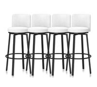 KLZUOPT Luxury Barstool Bar Stools Set of 1/2/3/4, Modern Counter Height Barstools 25.6'' H Swivel Upholstered Kitchen Chair with Curved Back and Metal Frame for Home Island, Cafe Pub(White,4 PCS)