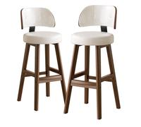 KLZUOPT Luxury Barstool Bar Stools Set of 2, PU Leather Upholstered Counter Height Barstools, Modern Counter Chair with Wood Legs for Kitchen Island Dining Room(White,Height 85cm)