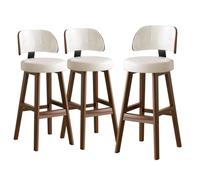 KLZUOPT Luxury Barstool Bar Stools Set of 3, Modern PU Leather Counter Height Barstools with Back, Kitchen Island Chairs(White,Height 55cm)