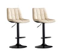 KLZUOPT Luxury Barstool Bar Stools Swivel Adjustable Set of 2 Breakfast Barstools with Back Leather Padded Bar Stool Swivel Metal Gas Lift Bar Chairs for Kitchen Counter Island