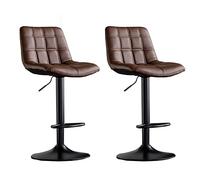 KLZUOPT Luxury Barstool Bar Stools Swivel Adjustable Set of 2 Breakfast Barstools with Back Leather Padded Bar Stool Swivel Metal Gas Lift Bar Chairs for Kitchen Counter Island