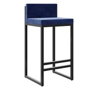 KLZUOPT Luxury Barstool Black Counter Height Bar Stools for Kitchen Counter Modern Square Barstools Upholstered Velvet Island Chairs-Blue 1Pcs 75cm sitting height