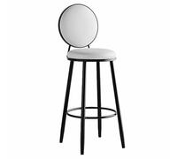 KLZUOPT Luxury Barstool Breakfast Bar Stools Faux Leather Upholstered Industrial Kitchen Bar Chairs with Round Backrest Black Metal Frame for Home Pub