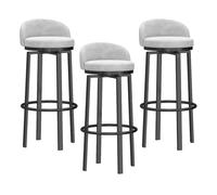 KLZUOPT Luxury Barstool Counter Height Bar Stools Set of 3 Velvet Fabric Upholstered Barstools with Low Backrest, 65cm Metal Bar Chairs, Kitchen Stools for Island, Home Bar, Black Legs