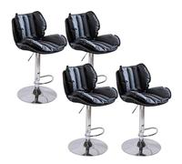 KLZUOPT Luxury Barstool Modern Adjustable Bar Stools Set of 4, Swivel Stools Faux Leather Counter Height Barstools for Kitchen Island Breakfast(Black2)