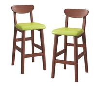 KLZUOPT Luxury Barstool Modern PU Leather Bar Stools Set of 2, Wooden Breakfast Barstools with Backrest and Footrest, Counter Height Chairs for Kitchen Island, Dining Room(Fruit green,Height 63cm)