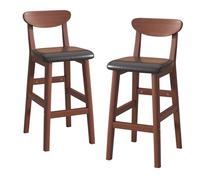 KLZUOPT Luxury Barstool Modern PU Leather Bar Stools Set of 2, Wooden Breakfast Barstools with Backrest and Footrest, Counter Height Chairs for Kitchen Island, Dining Room(Green,Height 63cm)