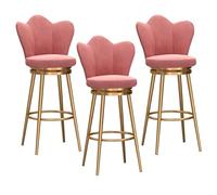 KLZUOPT Luxury Barstool Swivel Bar Stools Set of 3, Counter Height Barstools with Low Back and Gold Metal Base, Modern Velvet Upholstered Bar Chairs for Kitchen Island Home Bar Dining Room