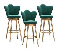 KLZUOPT Luxury Barstool Swivel Bar Stools Set of 3, Counter Height Barstools with Low Back and Gold Metal Base, Modern Velvet Upholstered Bar Chairs for Kitchen Island Home Bar Dining Room