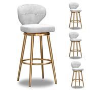 KLZUOPT Luxury Barstool Swivel Bar Stools Set of 4, Modern Counter Height Bar Stools, Velvet Barstool with Back and Metal Leg, Armless Dining Chairs for Kitchen Island Pub Living Room, White
