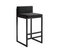 KLZUOPT Luxury Barstool Velvet Bar Stool with Footrest, Upholstered Chair Armless Counter Height Stool, Minimalist Metal Frame for Home Kitchen Island Counter,Black Cushion,1Pcs