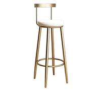 KLZUOPT Luxury MAegan Kitchen Bar Stools with Backrest Gold Metal High Stools Velvet Round Seat Dining Chairs with Footrest Soft Padded Counter Stool