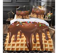 KLZXCVBNMQ Chocolate syrup 3D Printed Comforter Cover 3pcs Microfibre Fade-Resistant Soft Sweet dessert topping Quilt Cover 2 Pillow Shams Zipper Closure Bed Linen Family & Guests King（220x240cm）