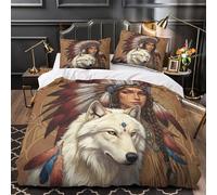 KLZXCVBNMQW 3D Design Printed 3 Pcs Bedding Set Bedroom Decor Super Soft Native Woman Quilt Cover Machine Washable Easy Care for Kids,Teens,Adults indian Duvet Cover Single（135x200cm）