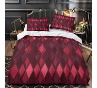 KLZXCVBNMQW 3D Design Printed 3-Piece Bedding Set Bed Decor Super Red Diamond Comforter Cover Hypoallergenic Machine Washable for Teens,Boys,Children Modern Geometric Quilt Cover Single（140x200cm）