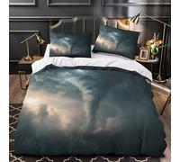 KLZXCVBNMQW 3D Design Printed 3-Piece Bedding Set Home Decor Design Storm Tornado Comforter Cover Hypoallergenic All Season for Kids,Adults,Teenagers dramatic Weather Quilt Cover Single（140x200cm）