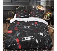 KLZXCVBNMQW 3D Design Printed 3-Piece Bedding Set Room Decor Zipper Closure Super Soft Audio Tapes Comforter Cover Durable Easy Care for Girls,Women,Adults retro Duvet Cover Single（135x200cm）